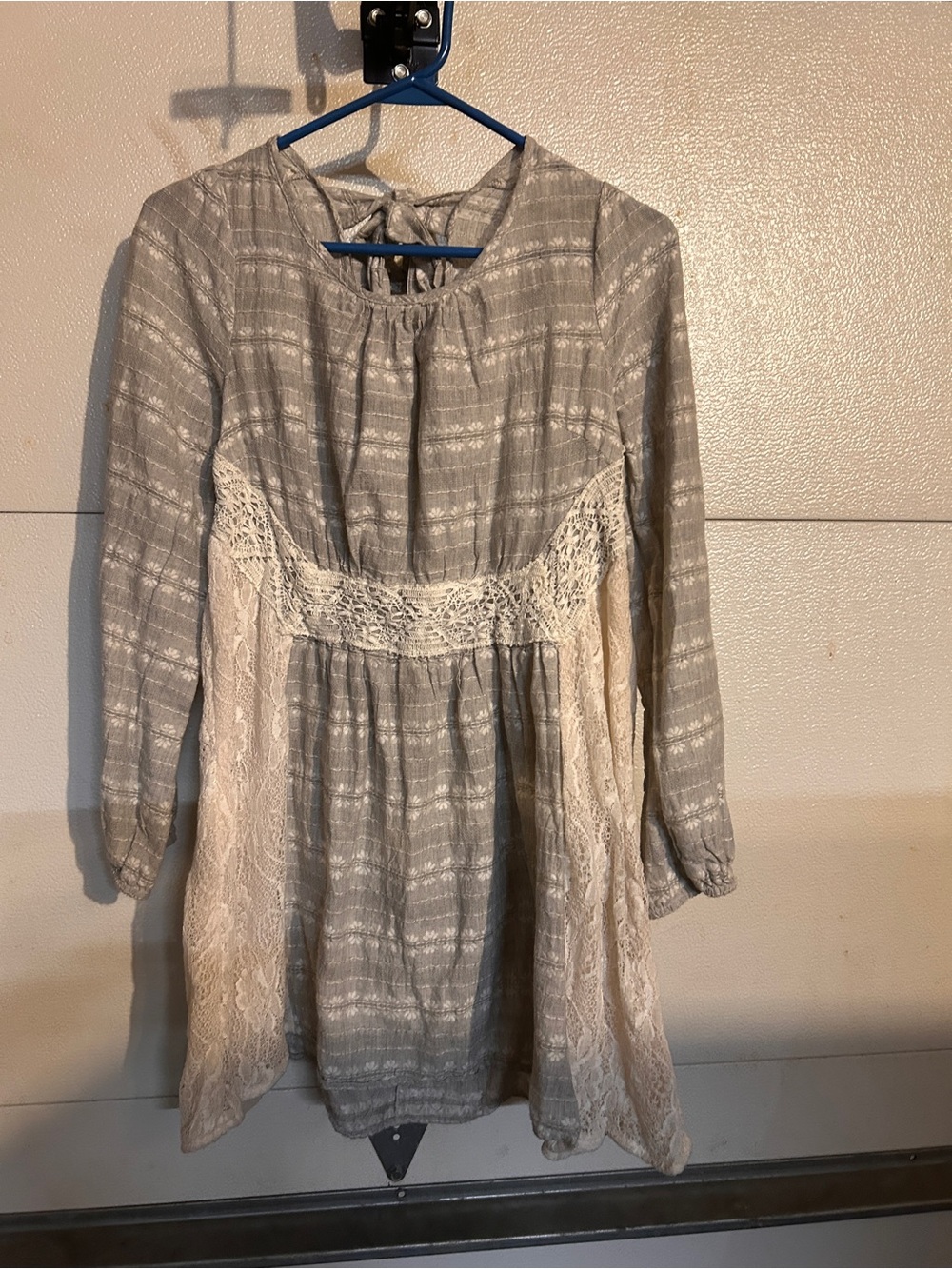 OshKosh B'gosh Gray and Cream Lace-Trim Dress